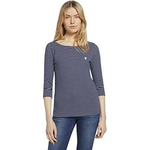 TOM TAILOR Dames Longsleeve met strepen 1024035, 26033 - Navy White Small Stripe, M