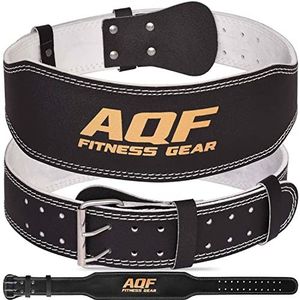 AQF 4"" Lederen Gewichtheffende Riem Gevoerde Lumbaal Rugsteun met Suède Voering en stalen Roller Buckle Voorgevormde Fitness-Orgaanbouw (S)