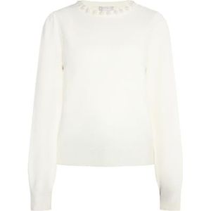 NAEMI dames trui met parels, wolwit, XS/S