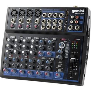 Gemini GEM-12USB Compact 12 Channel Bluetooth Mixer - USB Playback (Black)