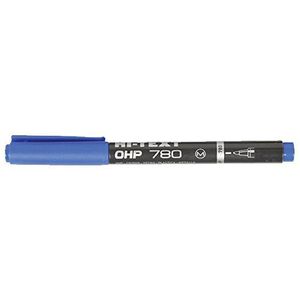 Hi-Text 780OHP permanente marker – middelgrote punt – voor film, glas, metaal, kunststof, CD, DVD – box 12 stuks blauw