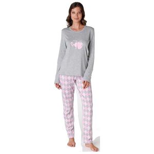 Lovable Jersey pyjamaset, lange ronde hals, grijs gemêleerd, XL dames, Grijs Melange, XL