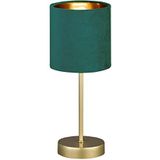 Fischer & Honsel Tafellamp Aura, elegante tafellamp in klassiek design met snoerschakelaar, 1x E 14-fitting, metaal in goudkleurig & fluwelen kap in turquoise, hoogte: 34 cm