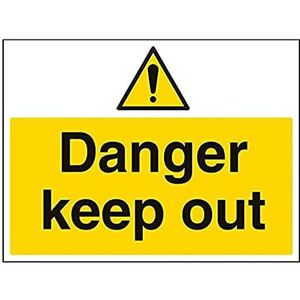 VSafety Danger Keep Out waarschuwingsbord - 400mm x 300mm - 1mm Rigid Plastic