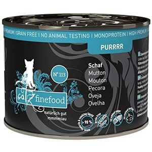 catz finefood Purrrr Schaf Monoprotein kattenvoer nat N° 113, voor voedingsgevoelige katten, 70% vleesgehalte, 6 x 200 g blik