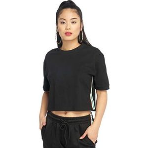 Urban Classics Dames T-shirt Ladies Multicolor Side Taped Tee, zwart (Black 00007), XL Große Größen Extra Tall