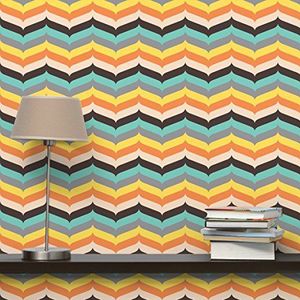 Apalis Retro behang vliesbehang visgraatpatroon herfststemming fotobehang breed | vlies behang wandbehang foto 3D fotobehang voor slaapkamer woonkamer keuken | geel, 106180