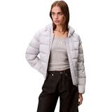 Calvin Klein Dames SATIN LICHTGEWICHT KORTE LOGO PUF LV047E509G Jassen, GRIJS (Quiet Gray), XS, Grijs (Stil Grijs), XS