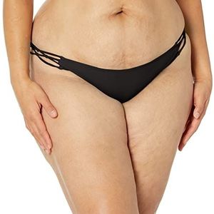Volcom Dames standaard eenvoudig effen volledige bikinibroekje (normale en grote maat), nieuw zwart, medium