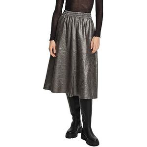 ESPRIT Midirok in lederlook met metallic effect, gunmetal, 42