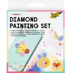 folia 31802 - Diamond Painting Set RAINBOW, stickers met regenboogmotieven en accessoires, handwerkset voor het ontwerpen van stickers met glittersteentjes