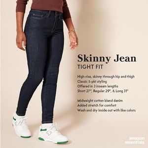 Amazon Essentials vrouwen High-Rise Skinny Jean ,Donker wassen ,10 Long, 40 Lang
