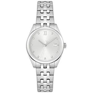 Lacoste Dames analoog quartz horloge met roestvrij stalen band 2001301, Zilver Wit