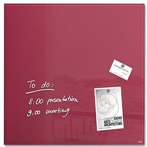 SIGEL GL272 Premium glazen magneetbord 48 x 48 cm bessenrood hoogglanzend, TÜV-getest, eenvoudige montage, Artverum