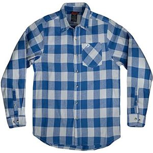 Mossy Oak Heren Buffalo Plaid Flanellen Shirt (Pack van 1), Blauwe Heather Buffalo, L