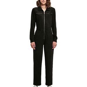 Urban Classics Dames Velvet Rib Boiler Suit Sweatshirt, Zwart, M, zwart, M