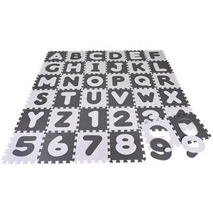 Puzzel Alfabet + Getallen (110 stuks) - Grijs/Wit Puzzelmat