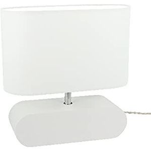 Homemania Bureaulamp Shade vorm – bureau, nachtkastje – grijs, wit, hout, stof 30 x 12 x 31 cm