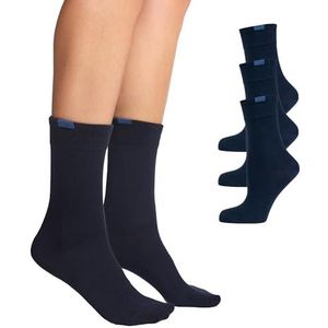 Nur Die Set van 3 perfecte sokken, ademend katoen, effen, comfortabele band zonder drukkende naad, dames, Maritiem., 35-38 EU