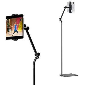 Twelve South HoverBar Tower | Multi-Angle universele tablet & iPad vloerstandaard houder voor Apple Fitness +, Peloton/stationaire fietsen, oefening en meer (zwart)