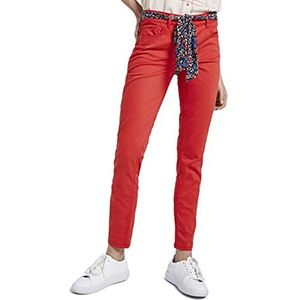 TOM TAILOR Dames Alexa Slim Jeans met ceintuur 1022290, 24307 - Shiny Crimson Red, 34W / 32L