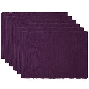 DII Basic Everyday placemat, geribbeld, 100% katoen, placemat, 33 x 48 cm, aubergine, 6-delig