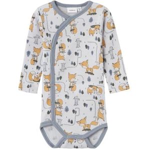 NAME IT Baby Jongens Nbmwillit Wool Ls Wrap Body met lange mouwen, grijs, 80 cm