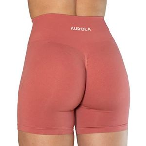 AUROLA Intensieve workout shorts voor vrouwen naadloze scrunch short gym yoga running sport actieve training fitness shorts, Mineraalrood., S
