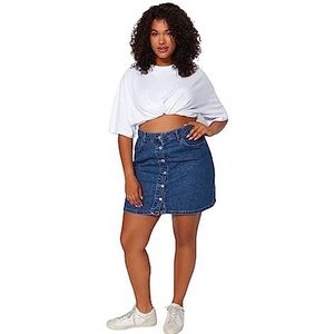 Trendyol Dames A-lijn Denim Plus Size Rok,Lichtblauw,48, Lichtblauw