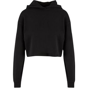 Urban Classics Oversized cropped light terry hoodie voor dames met capuchon, zwart, XXL