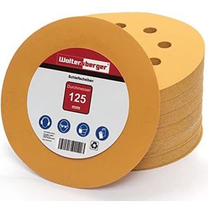 Woltersberger® 50 stuks excentrische schuurschijven Ø 125 mm, korrelmaat P600, 8 gaten in goud, voor optimaal schuren, veelzijdig, klittenband schuurpapier hechten