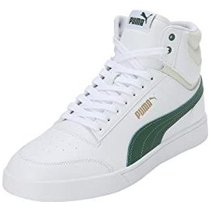 PUMA Heren Shuffle MID Sneaker, White-Vine-Vapor Grijs Goud, 5 UK, Puma Witte Vine Vapor Grijs PUMA Goud, 38 EU