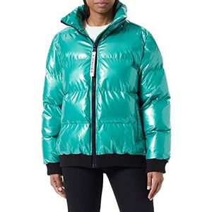 Love Moschino Technical Fabric Allover bedrukte jas voor dames, Groen, L