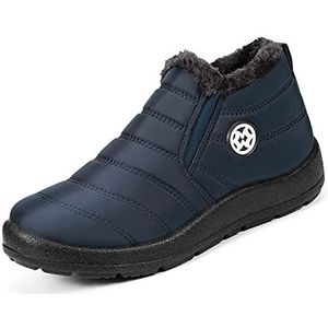 Gaatpot Vrouwen Winter Warm Sneeuwlaarzen Dames Slip Op Waterbestendig Outdoor Bont Gevoerde Enkel Booties Schoenen Maat 3-9, Blauw, 42 EU