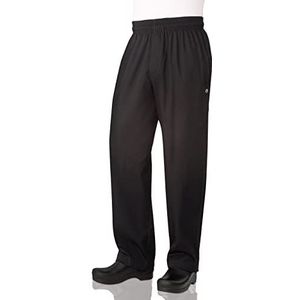Chef Works Essential Baggy Chef Pant voor heren met rits gulp, Zwart, S