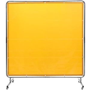 VEVOR Lasgordijn, 1,8 x 1,8 m, laswerend gordijn van vlamvertragend vinyl, lasscherm met 4 zwenkwielen en een 6-traps uv-bescherming, lasbescherming, geel