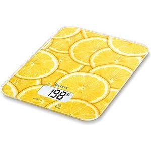 Beurer KS 19 Lemon keukenweegschaal (digitale keukenweegschaal, met tarra-weegfunctie, sensortoetsbediening, draagvermogen van 5 kg)