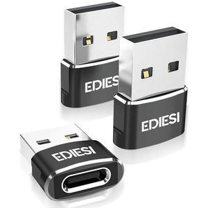 Ediesi, USB C Adapter, Pack 3, voor snel opladen en gegevenssynchronisatie, Compatibel met iPhone 15/14/13, iPad, Galaxy, CarPlay, AirPods (Zwart)