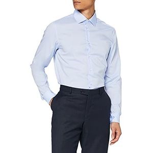 Seidensticker Businesshemd voor heren, slimfit, strijkvrij, Kent-kraag, lange mouwen, 100% katoen, blauw (lichtblauw 11), 36