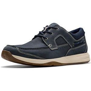 Clarks Men's Sailview Lace Boat Shoe, Navy Nubuck, 11 Wide