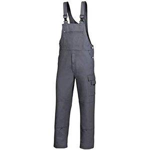 BP 1482-060-53-44 tuinbroek, stoffen bretels met rubberen inzetstuk, 300,00 g/m² puur katoen, donkergrijs, 44