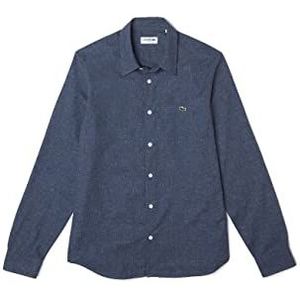 Lacoste CH2573 geweven shirts, marineblauw/zwaar, 44 heren, marineblauw/hal, 42