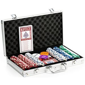 Maverick Pokerkoffer met 300 PVC chips + 2 kaartspellen met 54 pokerkaarten