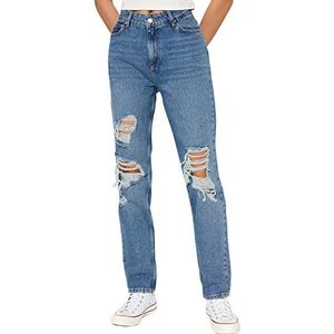 Trendyol Dames hoge taille wijde pijpen bootcut & fllared jeans, Lichtblauw, 64