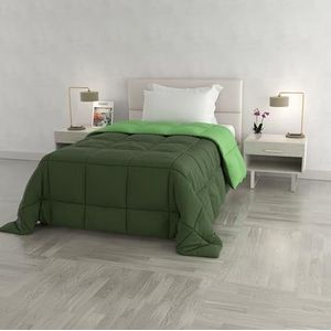 Italian Bed Linen Elegante winterdekbed, appelgroen/donkergroen, enkel, 100% microvezel, 170 x 260 cm