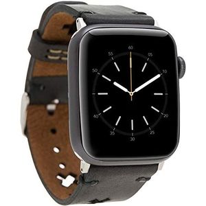 Burkley Lederen armband voor Apple Watch in 38/40 mm en 42/44 mm vintage horlogebandje, wisselarmband, reservearmband, compatibel met alle Apple Watch, handgemaakt (42/44 mm, zwart - BA9)