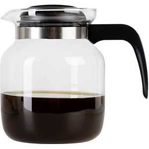Wenco Premium glazen koffiepot/theepot met kunststof deksel, 1,25 l, transparant, zwart (versie 2021)