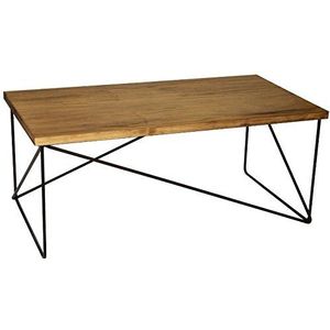 DRW Industriële salontafel van hout en metaal, zwart, 117 x 61 x 49 cm
