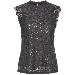 PIECES - Pcolline Sl Lace Sequins Top - Blouseshirt - Magnet
