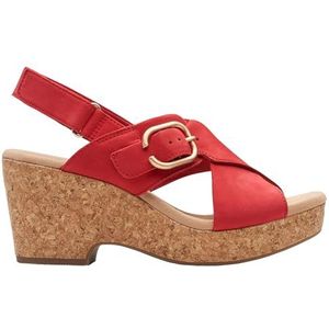 Clarks Giselle Dove sandaal voor dames, Cherry Nubuck, 36 UK, Kersen Nubuck, 35.5 EU